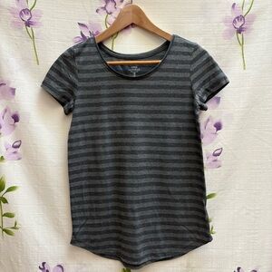 GAP Dark Gray Striped Short Sleeve T Shirt